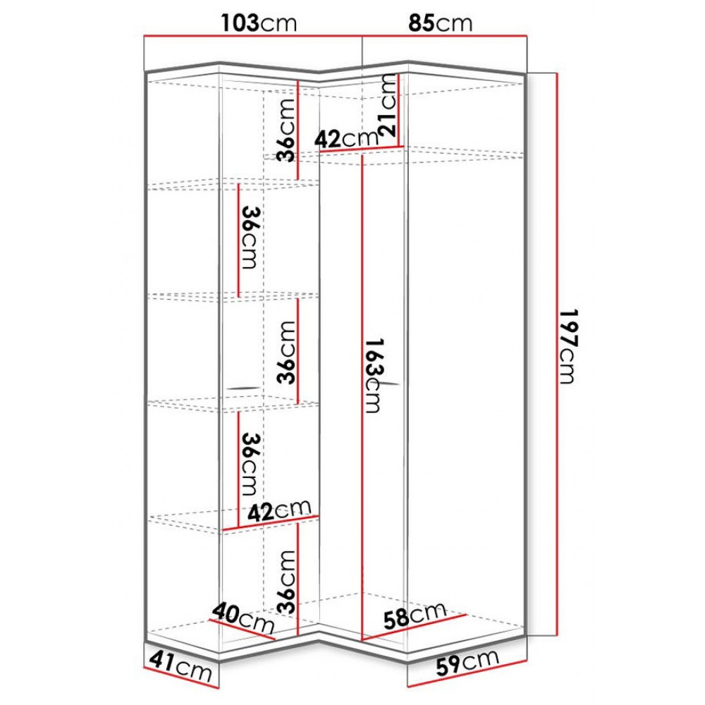 Γωνιακή ντουλάπα Mediolan