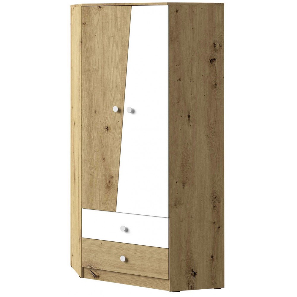 Γωνιακή Ντουλάπα Nero 02 δίφυλλη-Fusiko-Leuko