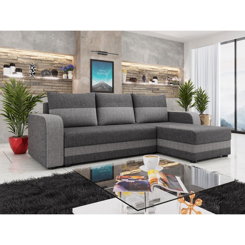 Γωνιακός καναπές Hewlet Bis-Gkri Skouro - Gkri