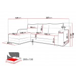 Γωνιακός καναπές Hewlet Bis-Gkri Skouro - Gkri