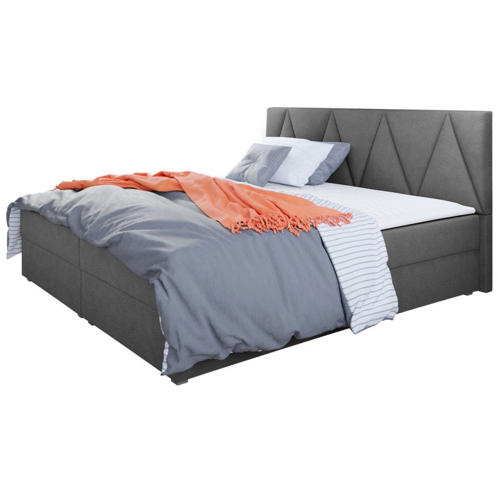 Επενδυμένο κρεβάτι Fado III με στρώμα και ανώστρωμα-140 x 200-Gkri Skouro