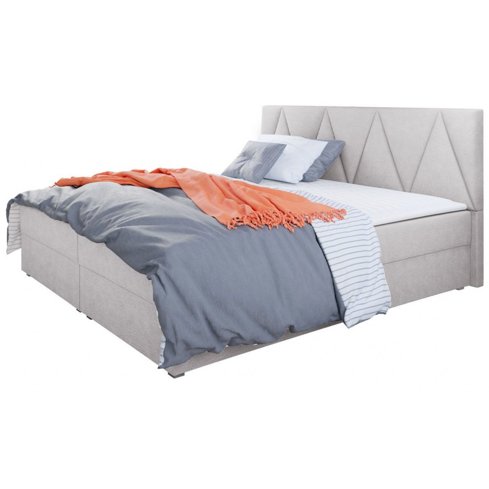 Επενδυμένο κρεβάτι Fado III με στρώμα και ανώστρωμα-160 x 200-Gkri Anoixto