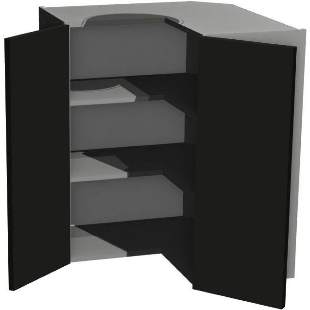 Κρεμαστό γωνιακό ντουλάπι Italia WNPP65/72-Μαύρο