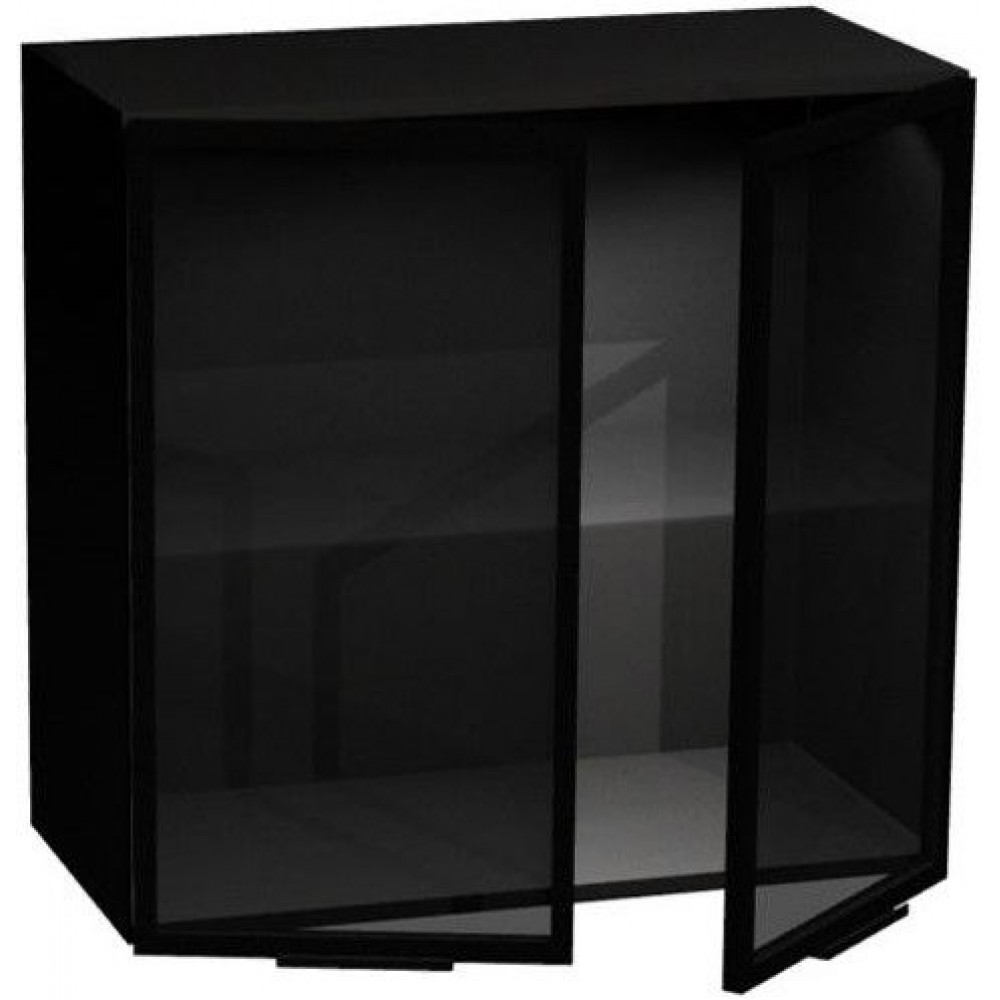 Κρεμαστό ντουλάπι βιτρίνα Italia WW6/58 2D-Μαύρο