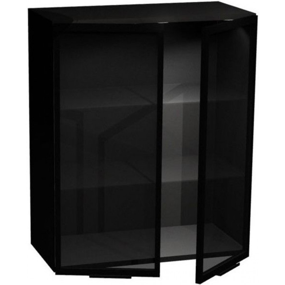 Κρεμαστό ντουλάπι βιτρίνα Italia WW6/72 2D-Μαύρο
