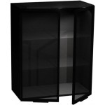 Κρεμαστό ντουλάπι βιτρίνα Italia WW8/72 2D-Μαύρο