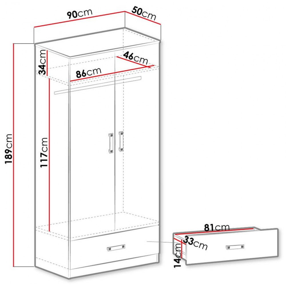 Ντουλάπα Trafiko δίφυλλη-Leuko-Roz