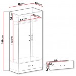 Ντουλάπα Trafiko δίφυλλη 90x50x189
