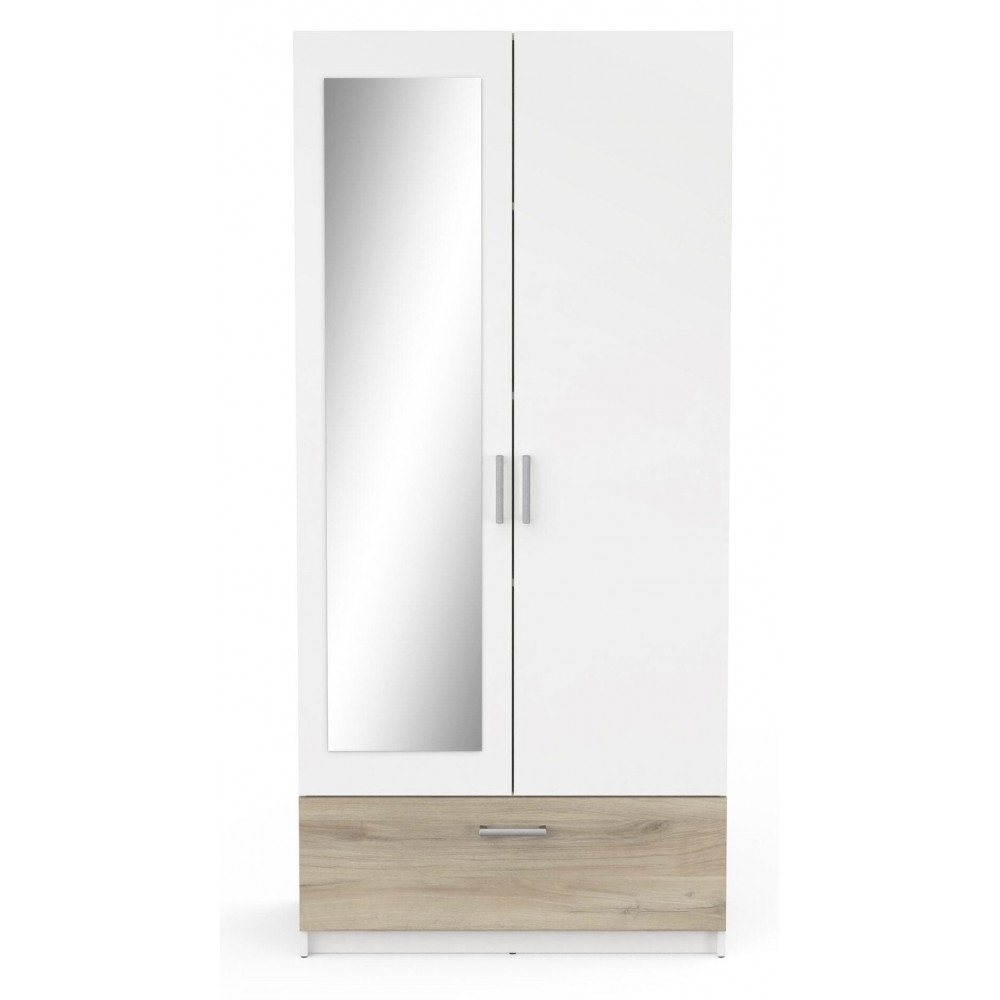 Ντουλάπα Coben δίφυλλη-Δρυς - Λευκό