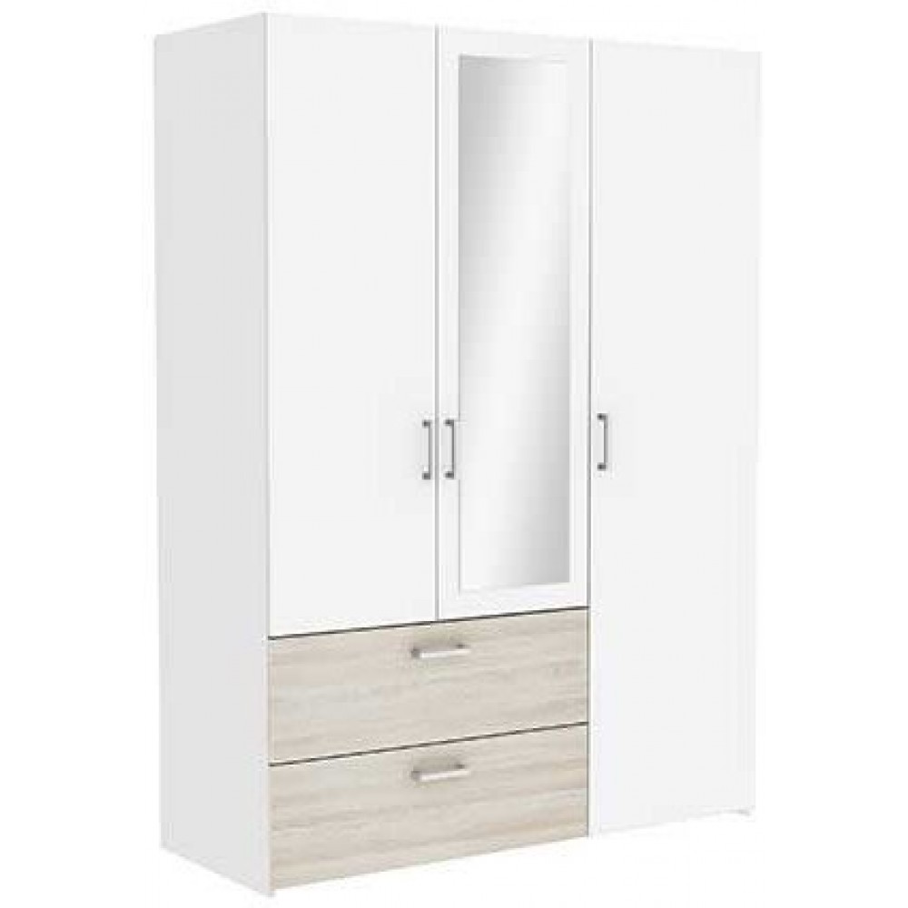 Ντουλάπα Coben τρίφυλλη-Δρυς - Λευκό