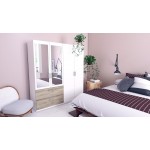 Ντουλάπα Coben τετράφυλλη-Δρυς - Λευκό