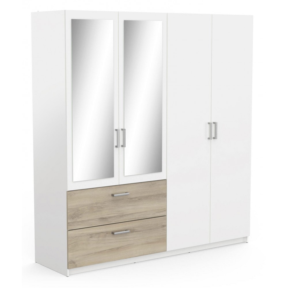 Ντουλάπα Coben τετράφυλλη-Δρυς - Λευκό