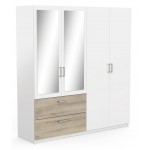 Ντουλάπα Coben τετράφυλλη-Δρυς - Λευκό