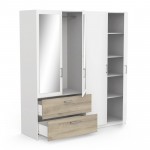 Ντουλάπα Coben τετράφυλλη-Δρυς - Λευκό