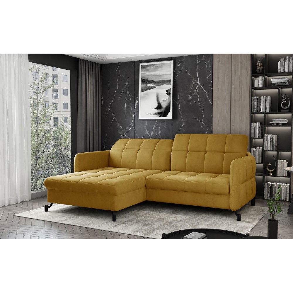 Γωνιακός καναπές Lorette-Moustardi-Αριστερή