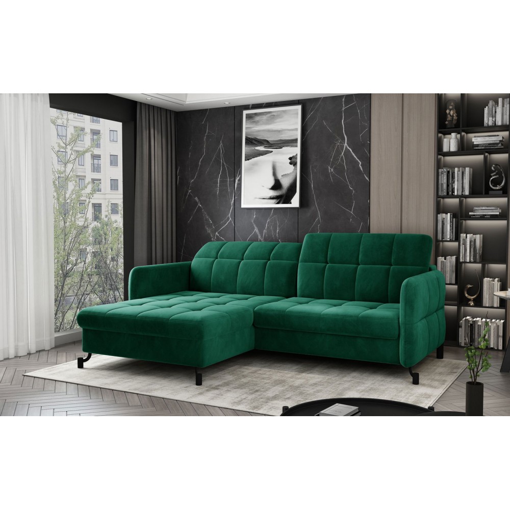 Γωνιακός καναπές Lorette-Prasino Skouro-Αριστερή