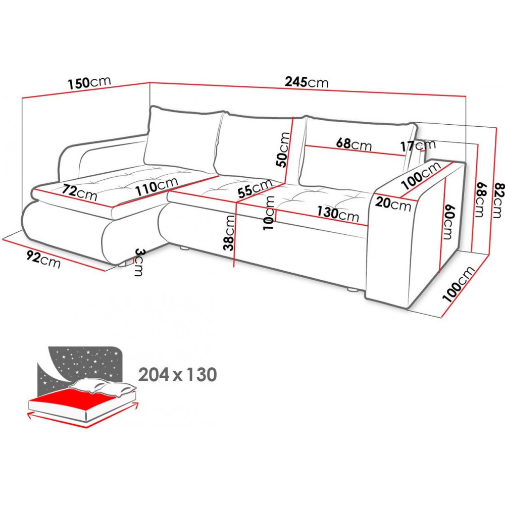Γωνιακός καναπές Brooklyn-Gkri-Leuko