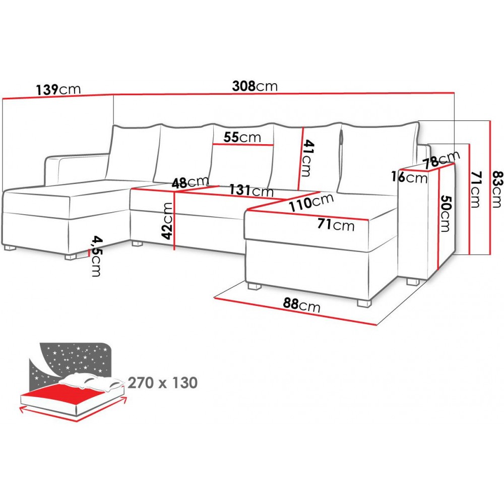 Γωνιακός καναπές Astana U-Leuko