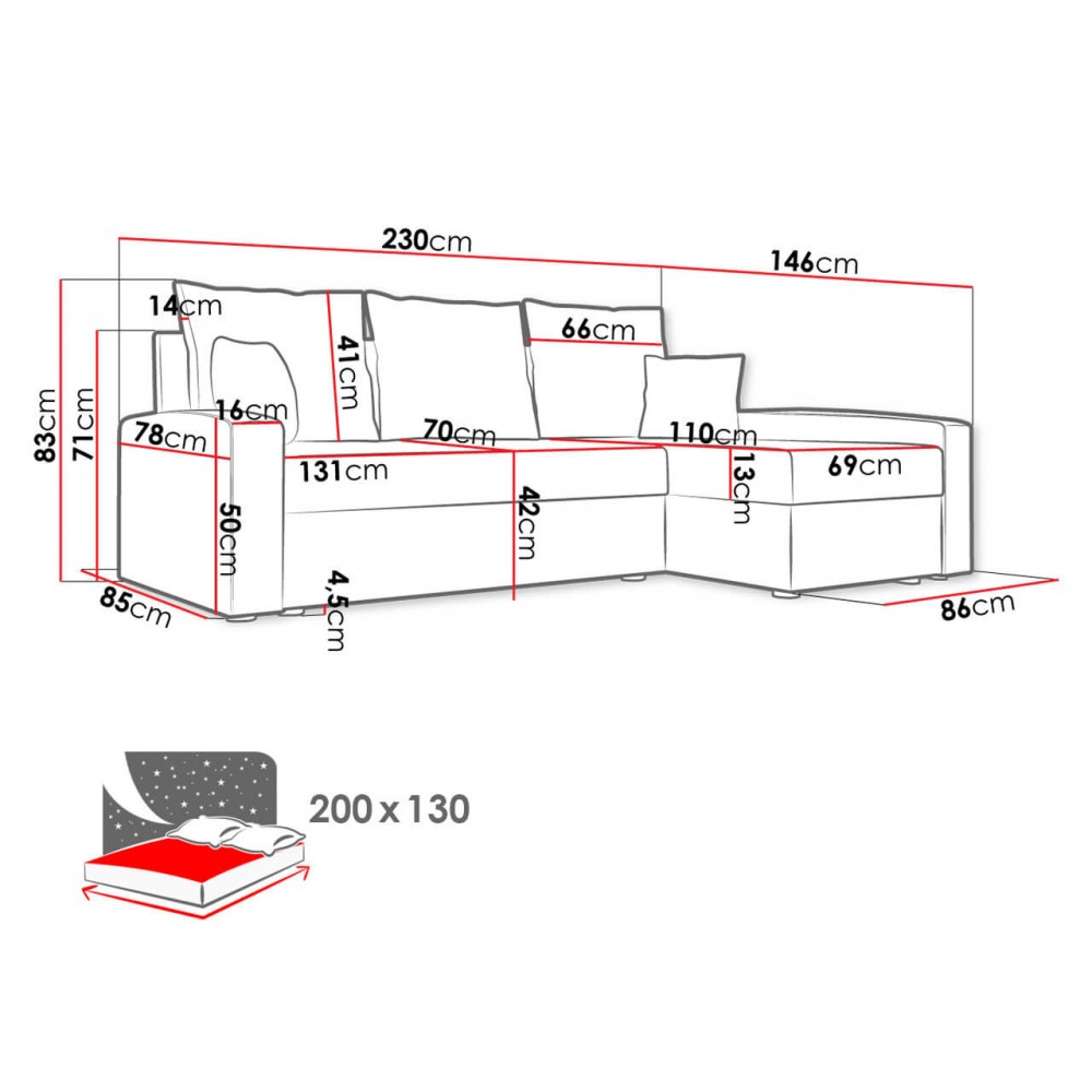 Γωνιακός καναπές Chievo-Kokkino