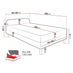 Επενδυμένο κρεβάτι Hot II-Gkri Anoixto-120 x 200