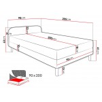 Επενδυμένο κρεβάτι Hot II-Gkri Anoixto-90 x 200