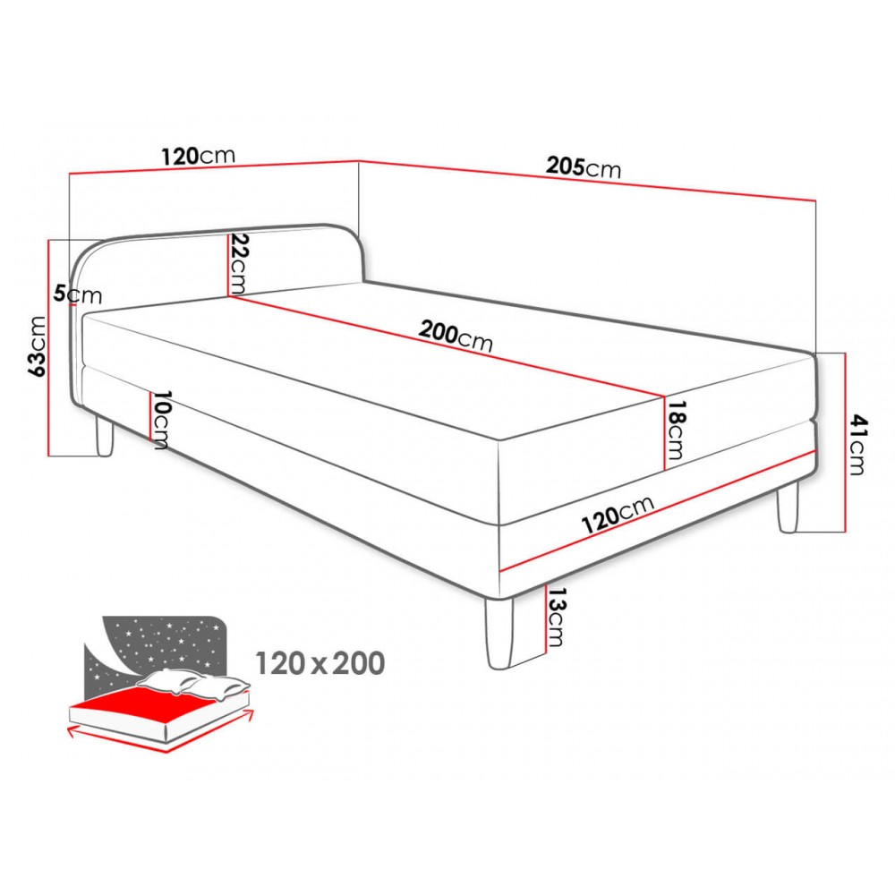 Επενδυμένο κρεβάτι Hot II-Mauro-120 x 200