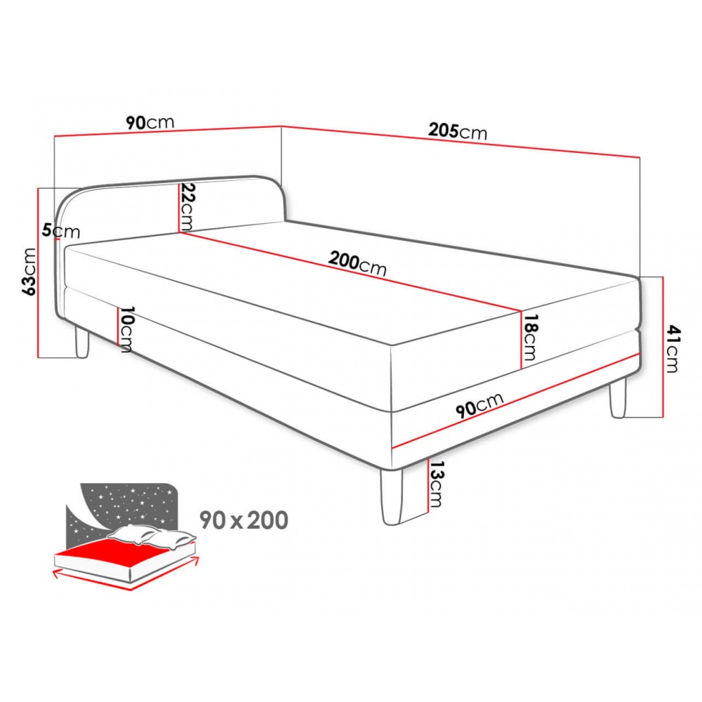 Επενδυμένο κρεβάτι Hot II-Sapio milo-90 x 200