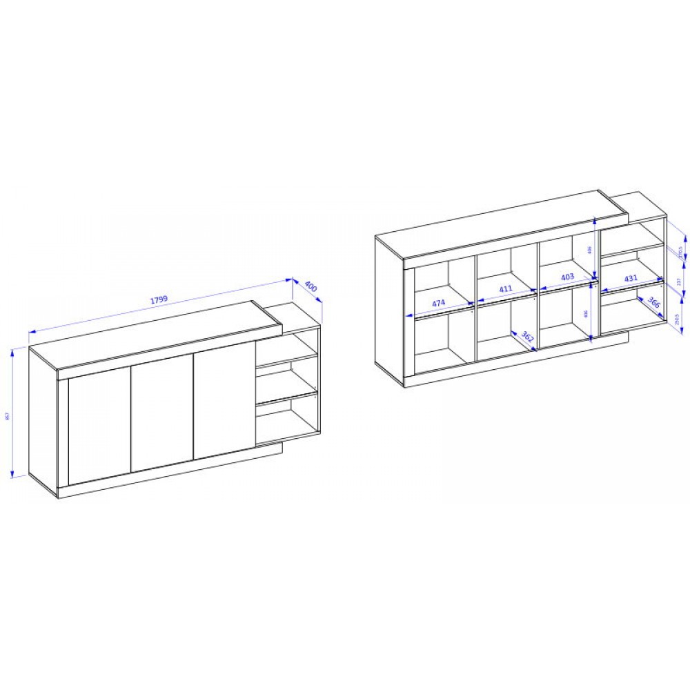 Μπουφές Jay 3D-Μήκος: 180 εκ.