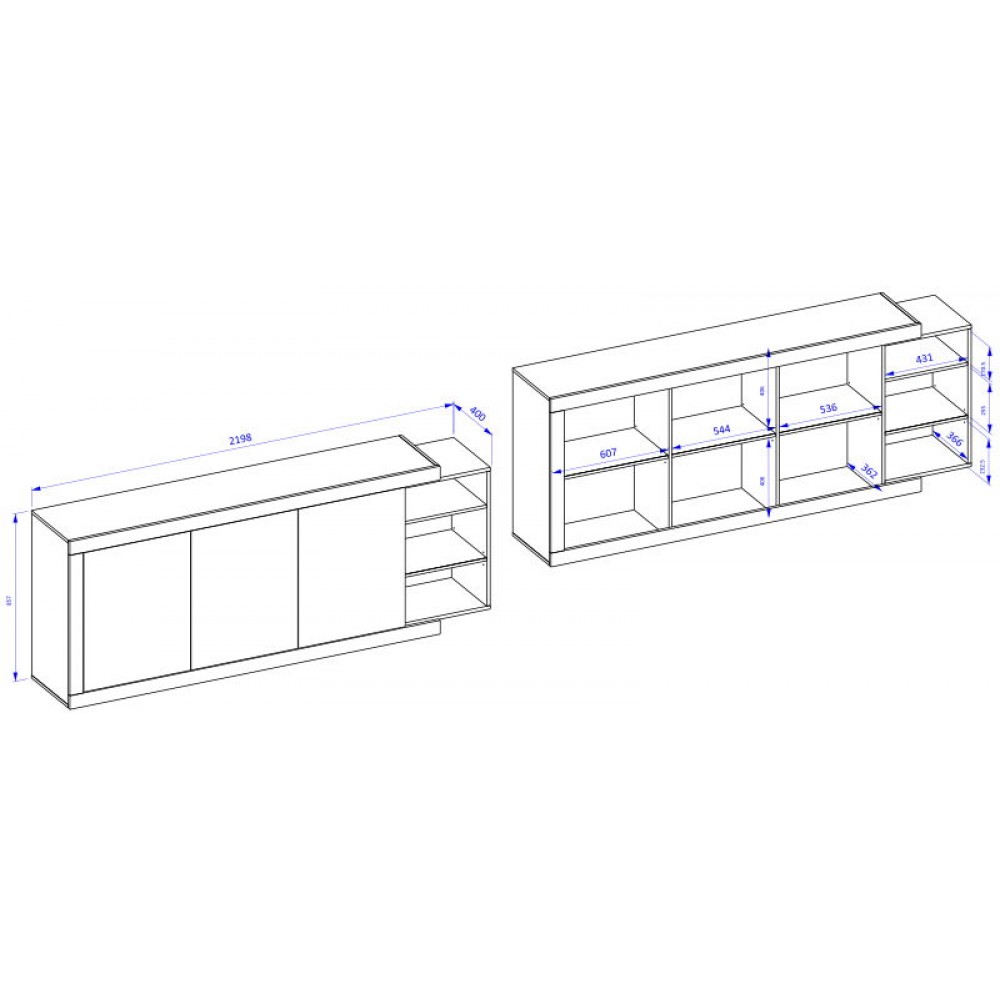 Μπουφές Jay 3D-Μήκος: 220 εκ.