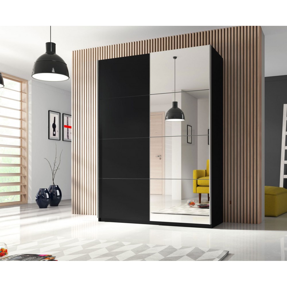 Ντουλάπα συρόμενη Delta II-120x61x210-Μαύρο