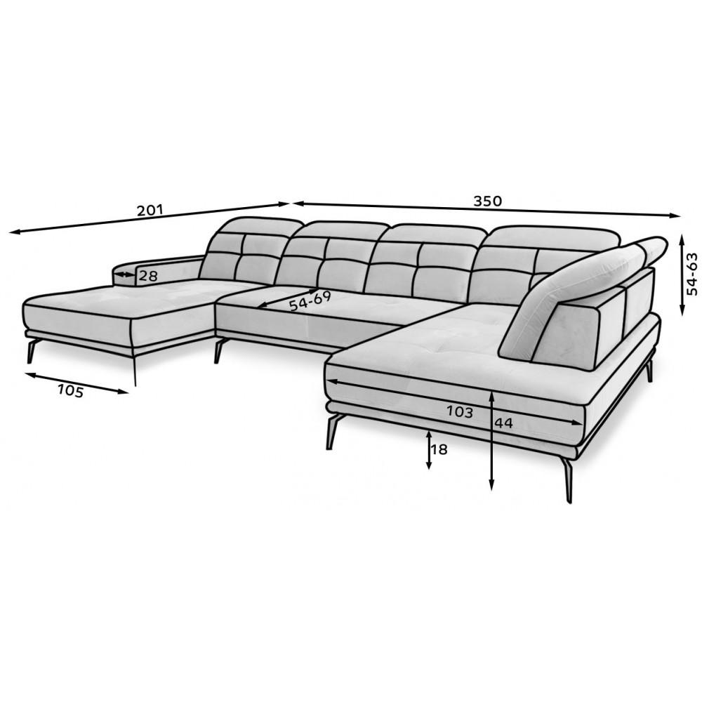 Γωνιακός καναπές Lamotta II-Δεξιά-Mpez Anoixto