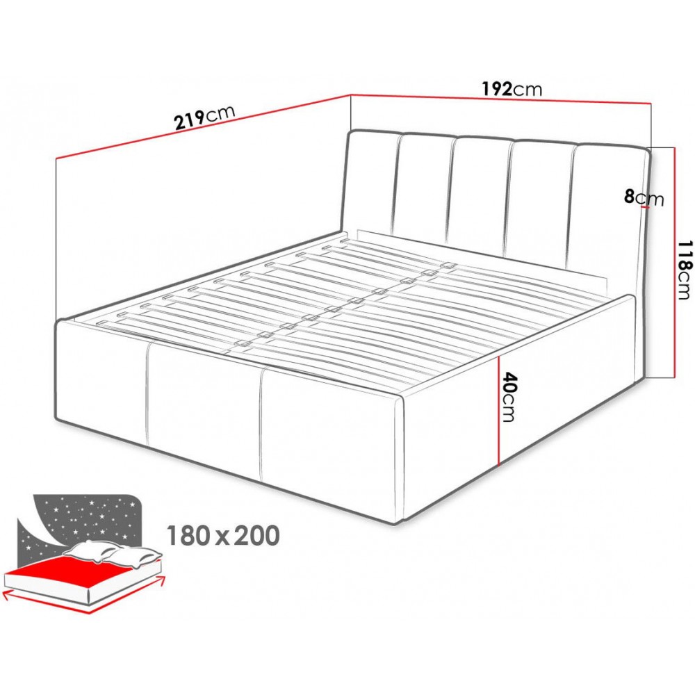 Επενδυμένο κρεβάτι Sensi-Gkri-180 x 200