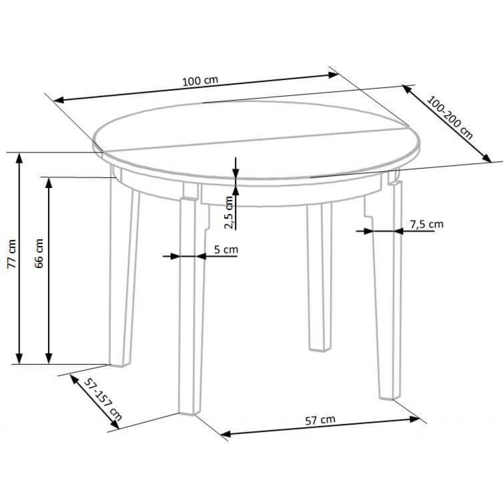 Τραπέζι Sobis επεκτεινόμενο 100x77