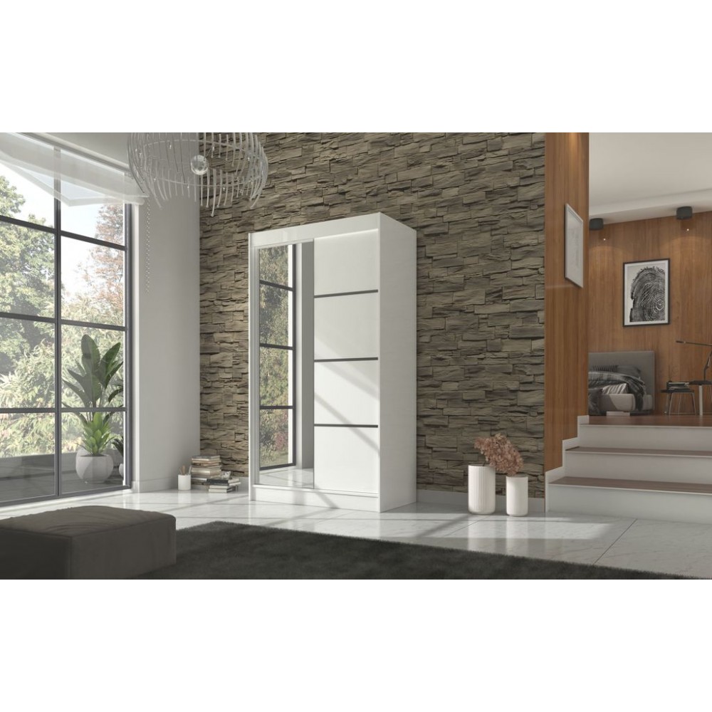Ντουλάπα Ribeiro 120 συρόμενη-Leuko 120x61x215