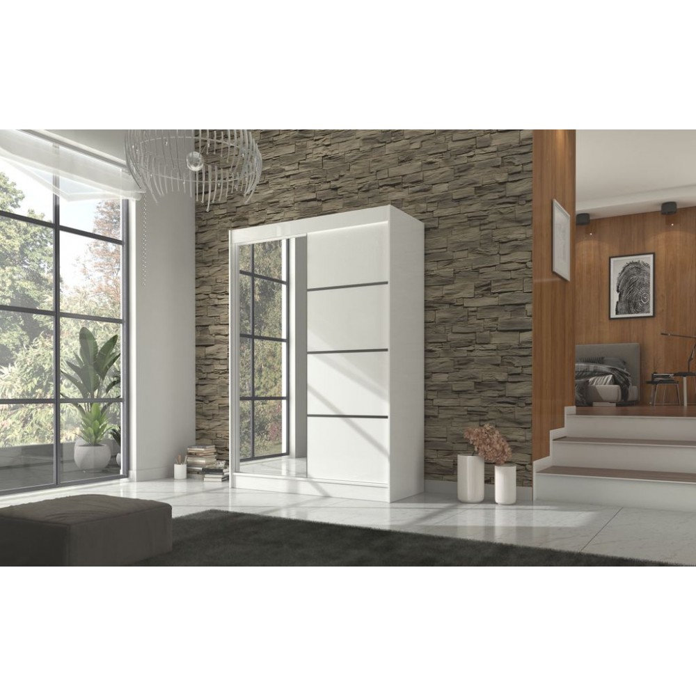 Ντουλάπα Ribeiro 150 συρόμενη-Leuko 150x61x215