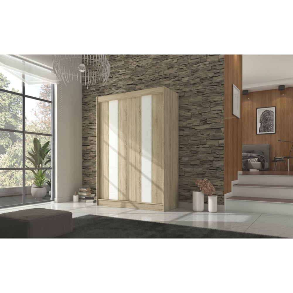 Ντουλάπα Furio 150 συρόμενη-Drus-Leuko 150x61x215