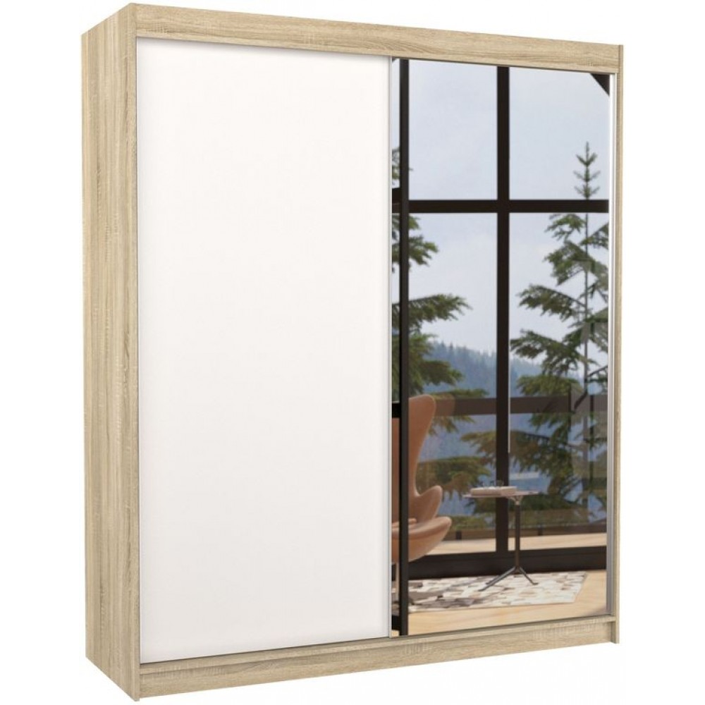 Ντουλάπα Vissal 180 συρόμενη-Drus-Leuko 180x58x215