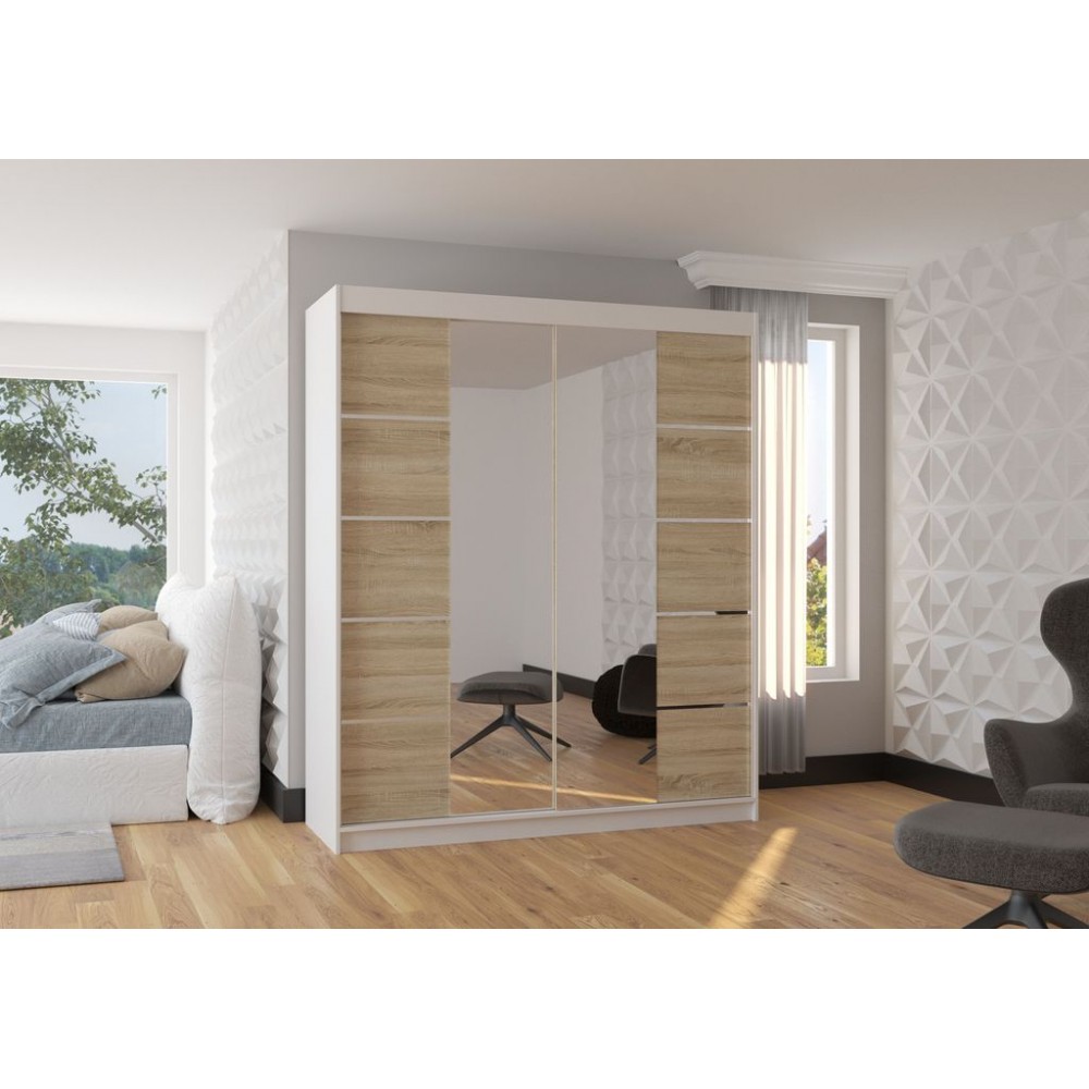 Ντουλάπα Scott 180 συρόμενη-Leuko - Drus 180x58x215