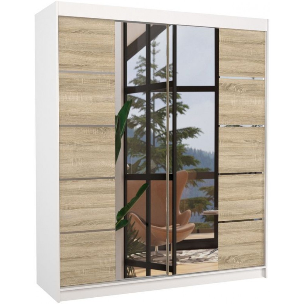Ντουλάπα Scott 180 συρόμενη-Leuko - Drus 180x58x215