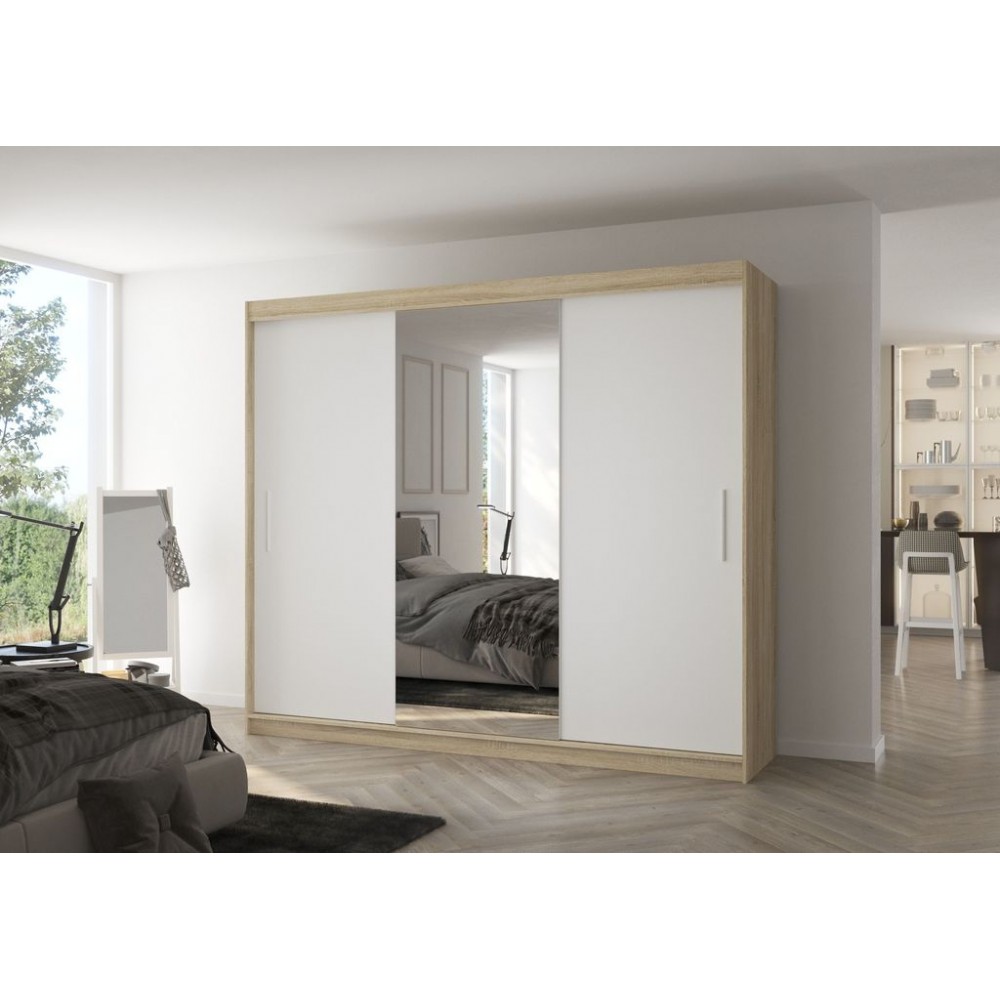 Ντουλάπα Zakaria 250 συρόμενη-Drus-Leuko 250x58x215