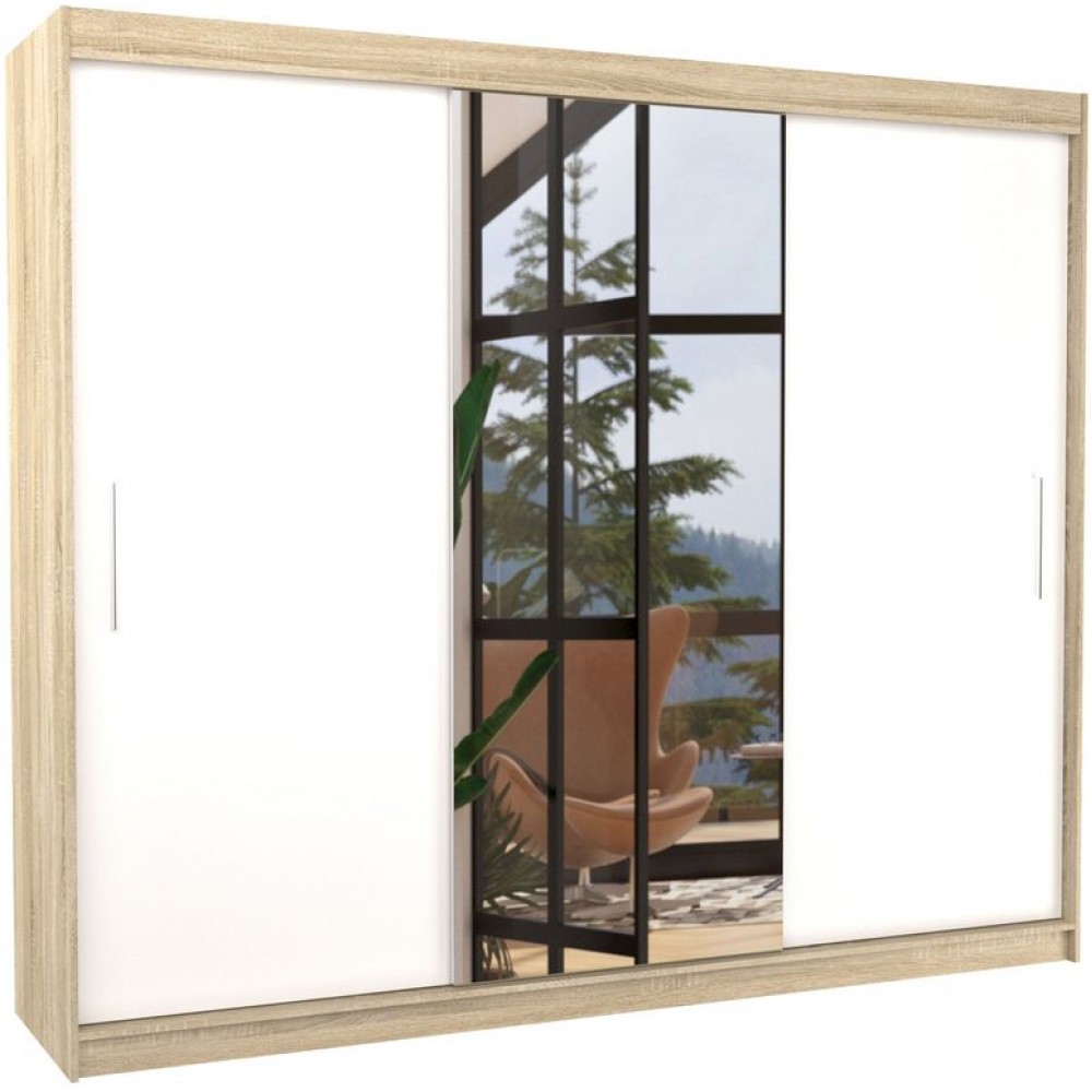 Ντουλάπα Zakaria 250 συρόμενη-Drus-Leuko 250x58x215