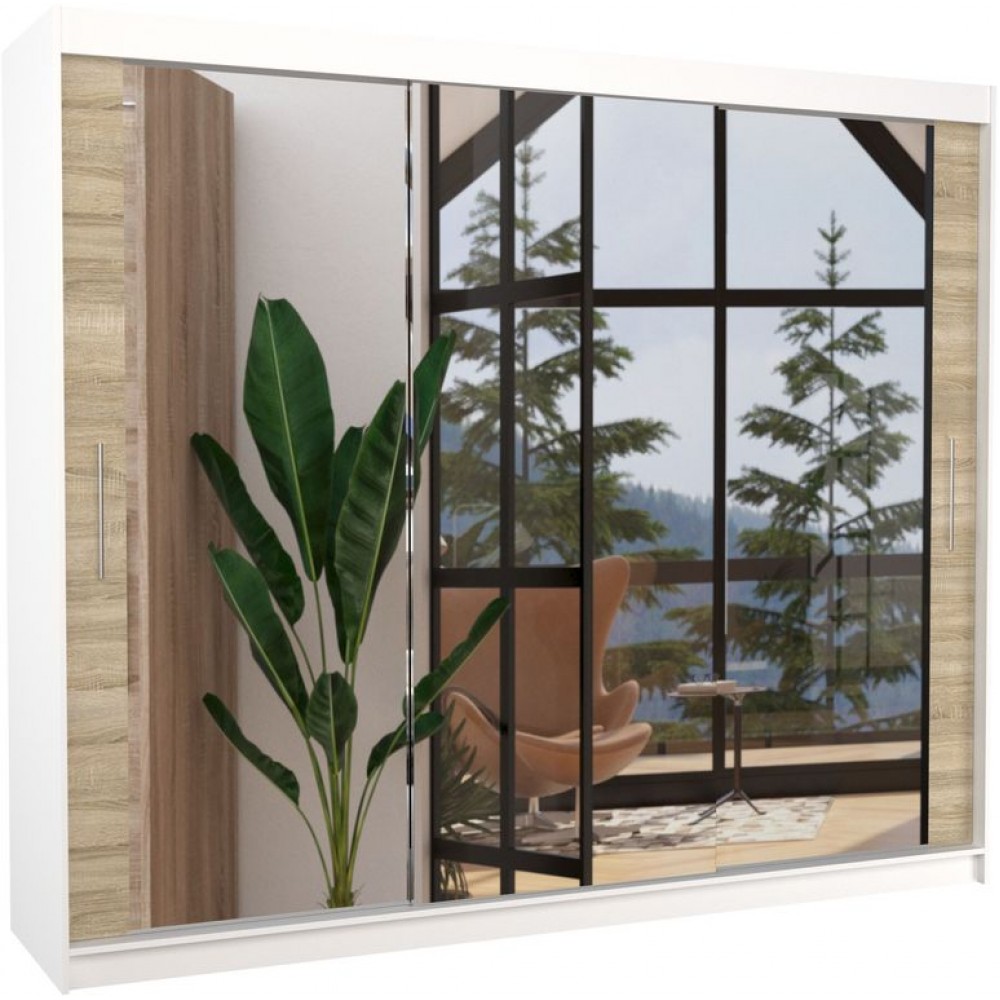 Ντουλάπα Wrexham 250 συρόμενη-Leuko - Drus 250x58x215