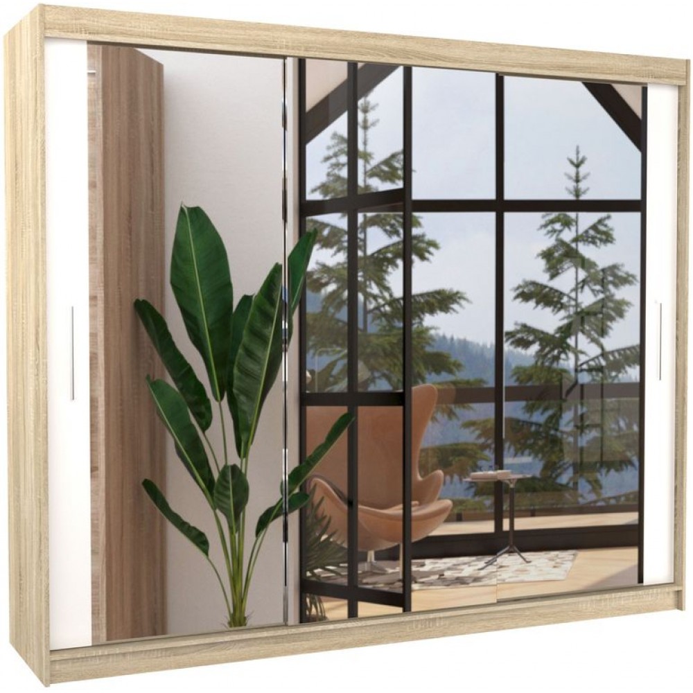 Ντουλάπα Wrexham 250 συρόμενη-Drus-Leuko 250x58x215
