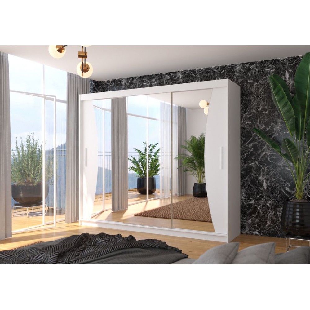 Ντουλάπα Maribo 250 συρόμενη-Leuko 250x58x215