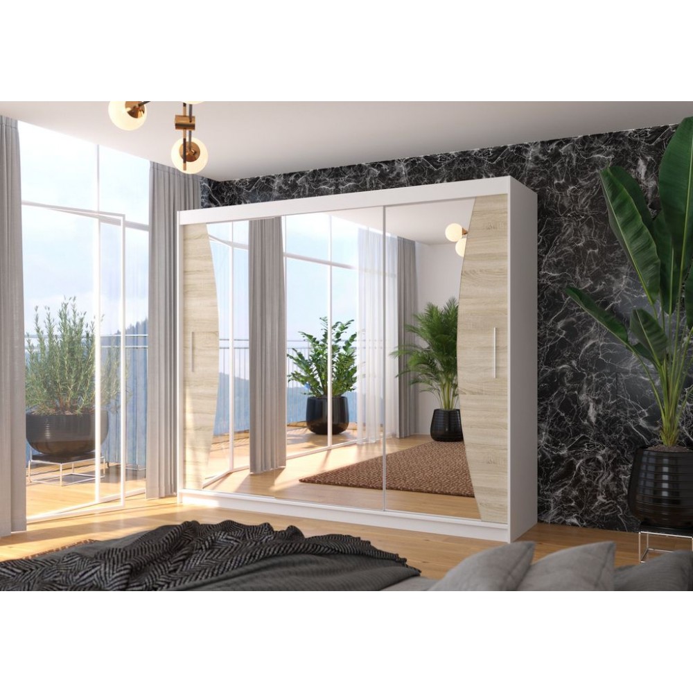Ντουλάπα Maribo 250 συρόμενη-Leuko - Drus 250x58x215