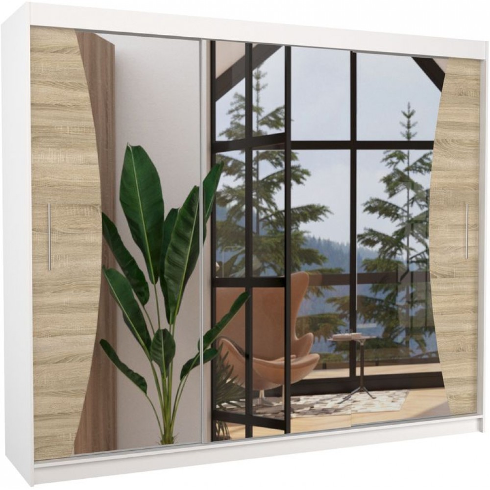 Ντουλάπα Maribo 250 συρόμενη-Leuko - Drus 250x58x215