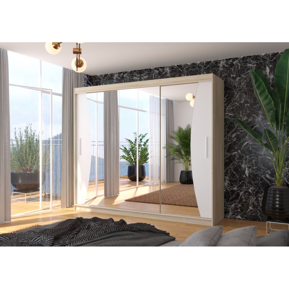 Ντουλάπα Maribo 250 συρόμενη-Drus-Leuko 250x58x215
