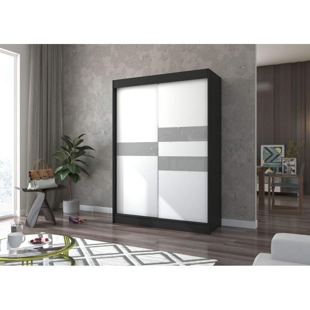 Ντουλάπα Riga 150 συρόμενη-Leuko-Mauro-Gkri 150x61x215