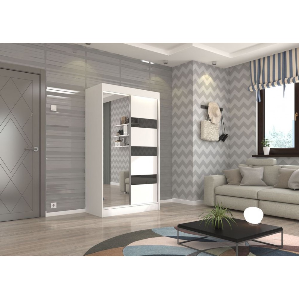 Ντουλάπα Bissom 120 συρόμενη-Leuko-Mauro 120x61x215