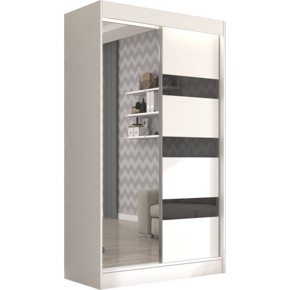 Ντουλάπα Bissom 120 συρόμενη-Leuko-Mauro 120x61x215